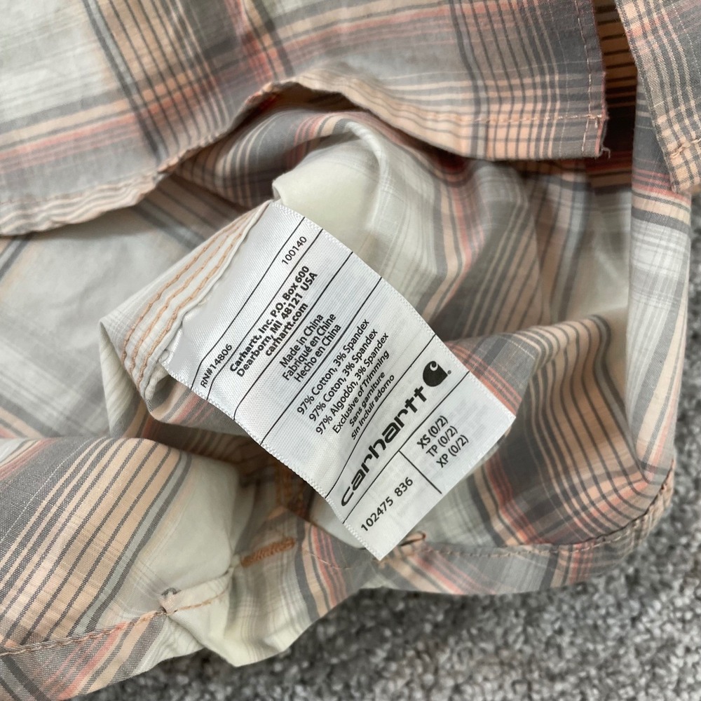 Carhartt Button Down Shirt Womens Extra Small Roll Sleeve Plaid Western - Picture 5 of 16